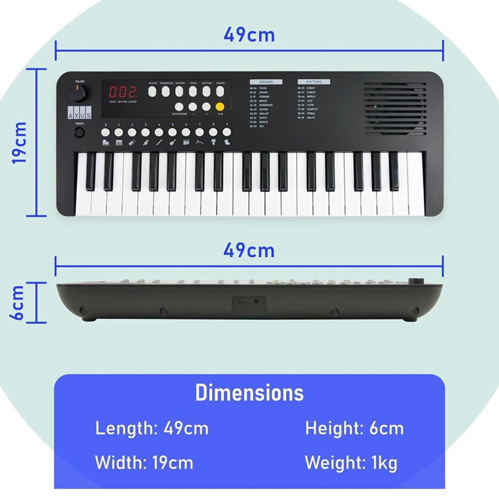 Axus Mini Keyboard 37 Key Keyboard - Black-Axus-Mood