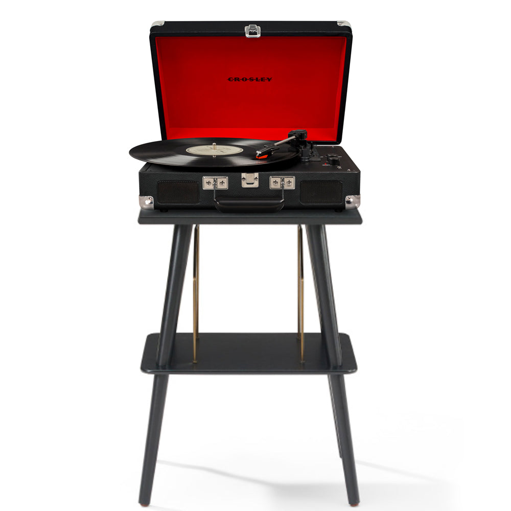 Crosley Cruiser Bluetooth Portable Turntable + Crosley Turntable Stand Bundle - Black-Crosley-Mood