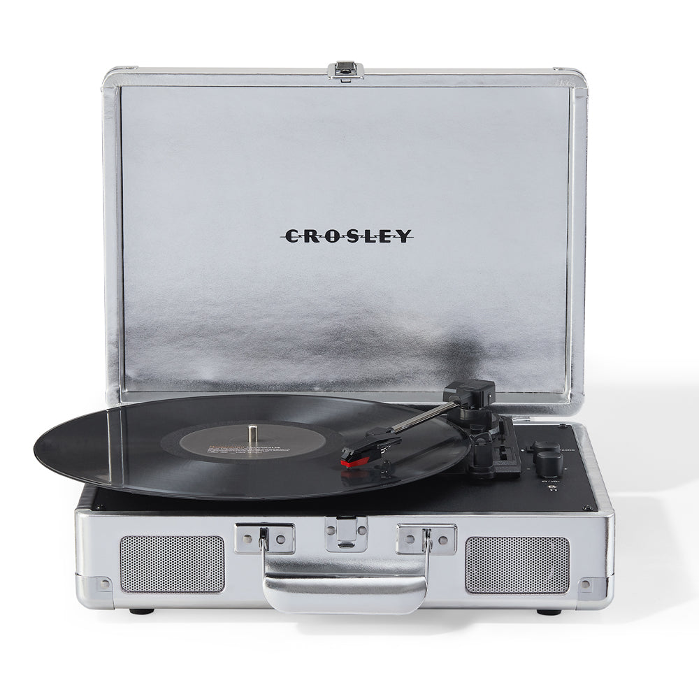 Crosley Cruiser Bluetooth Portable Turntable + Crosley Turntable Stand Bundle - Silver-Crosley-Mood