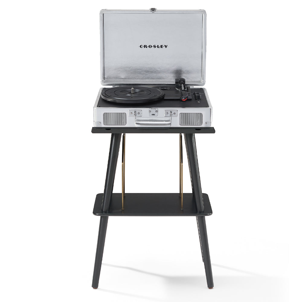 Crosley Cruiser Bluetooth Portable Turntable + Crosley Turntable Stand Bundle - Silver-Crosley-Mood