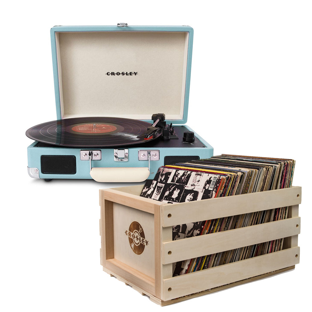 Crosley Cruiser Bluetooth Portable Turntable - Turquoise + Bundled Crosley Record Storage Crate-Crosley-Mood
