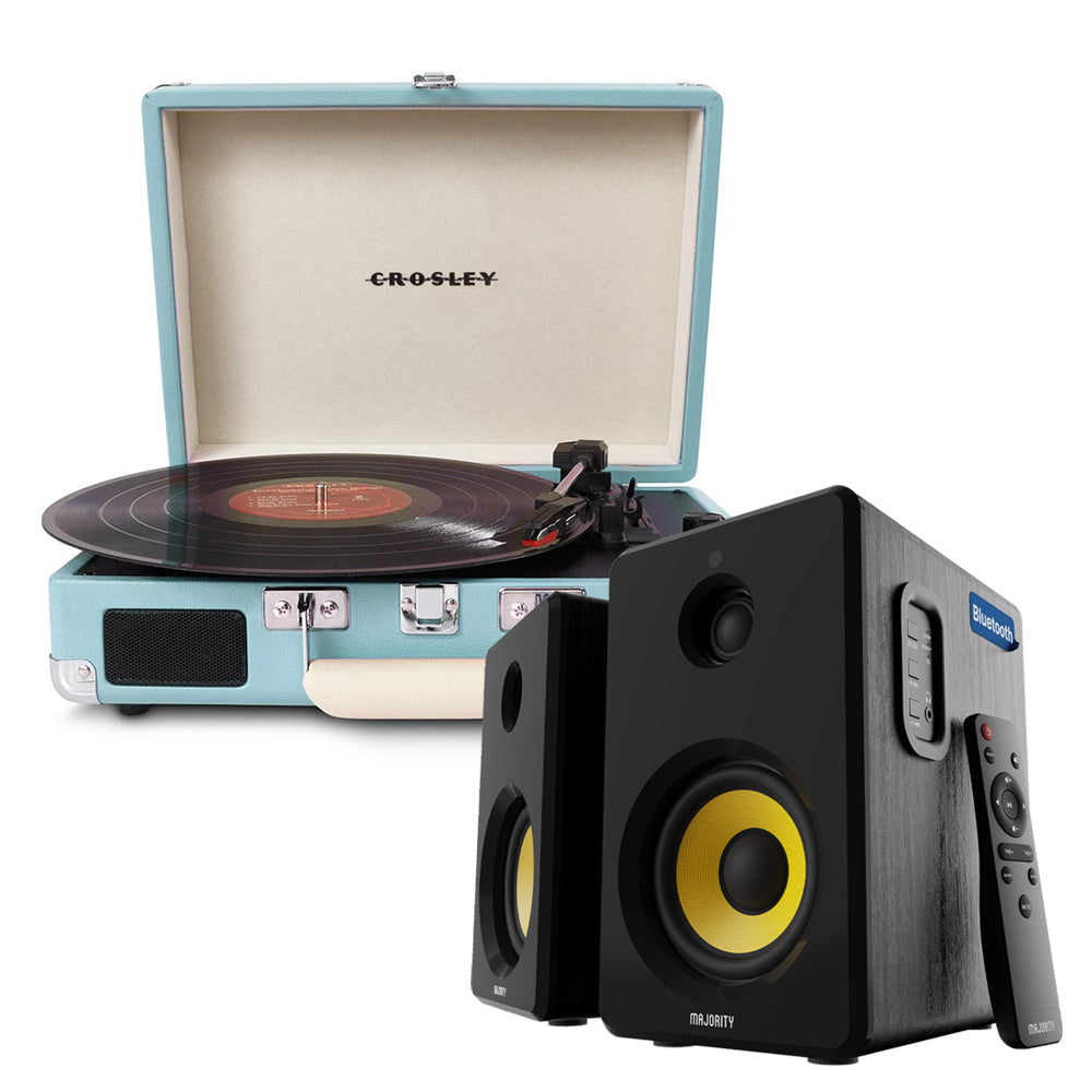 Crosley Cruiser Bluetooth Portable Turntable - Turquoise + Bundled Majority D40X Bluetooth Speakers*-Crosley-Mood