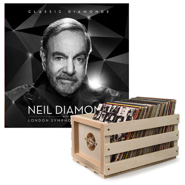 Crosley Record Storage Crate & Neil Diamond - Classic Diamonds With The London Symphony Orchestra - Double Vinyl Album Bundle-Universal Music-Mood