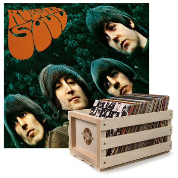 Crosley Record Storage Crate & The Beatles Rubber Soul - Vinyl Album Bundle-Universal Music-Mood