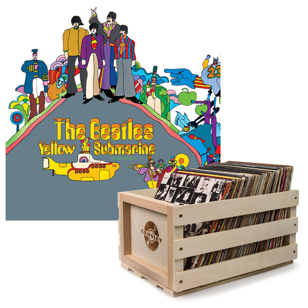 Crosley Record Storage Crate & The Beatles - Yellow Submarine - Vinyl Album Bundle-Universal Music-Mood