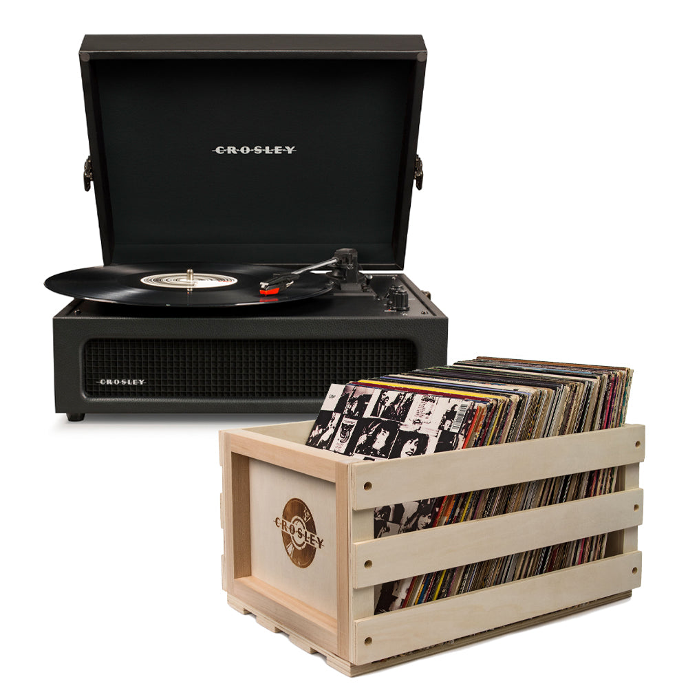 Crosley Voyager Black - Bluetooth Portable Turntable & Record Storage Crate-Crosley-Mood