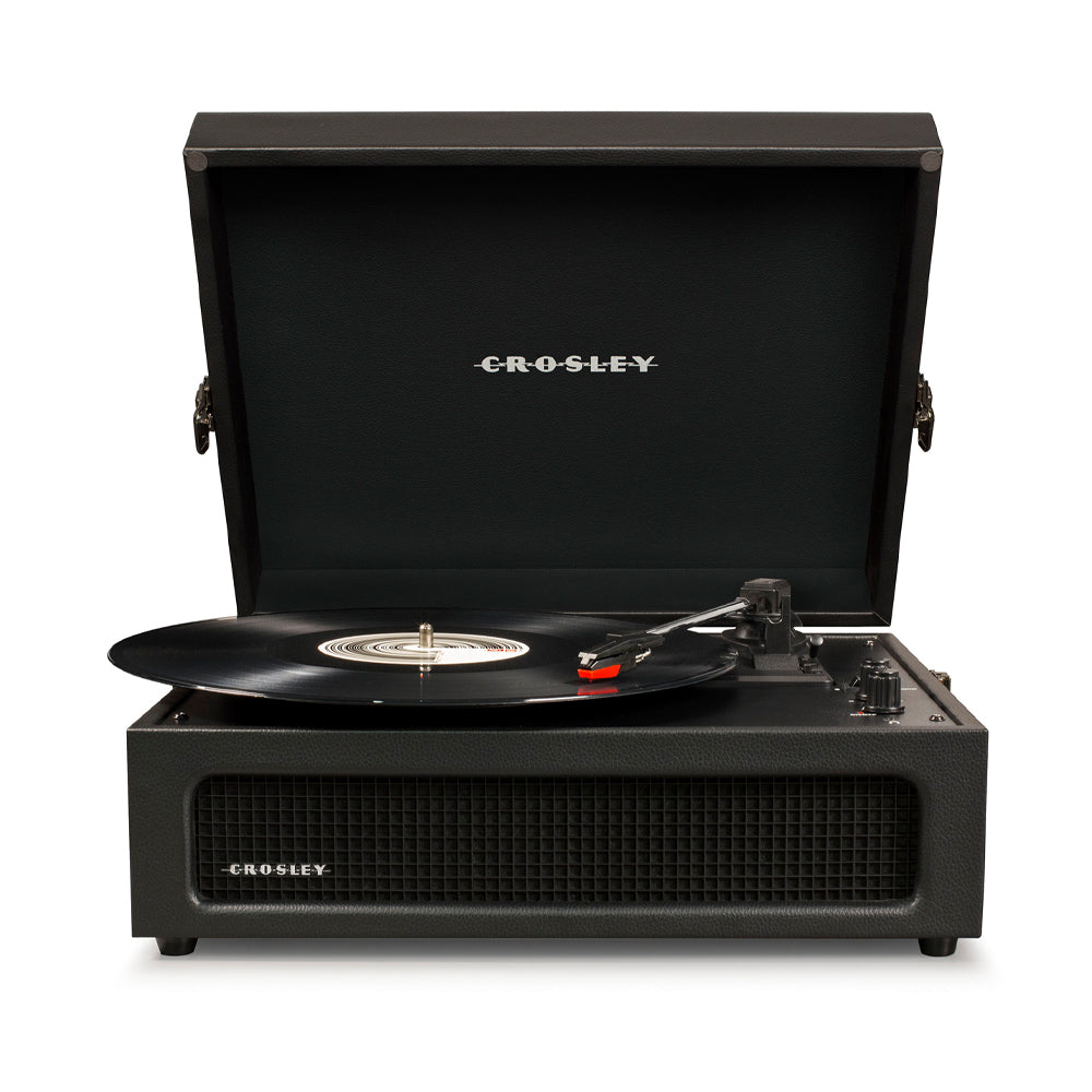 Crosley Voyager Bluetooth Portable Turntable - Black + Gadhouse Vinyl Rack Bundle - Black-Crosley-Mood