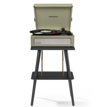 Crosley Voyager Bluetooth Portable Turntable + Crosley Turntable Stand Bundle - Sage-Crosley-Mood