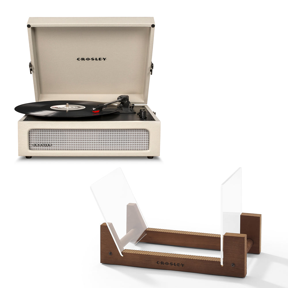Crosley Voyager Bluetooth Portable Turntable - Dune + Bundled Crosley Record Storage Display Stand-Crosley-Mood
