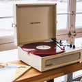 Crosley Voyager Bluetooth Portable Turntable - Dune + Gadhouse Vinyl Rack Bundle - Black-Crosley-Mood
