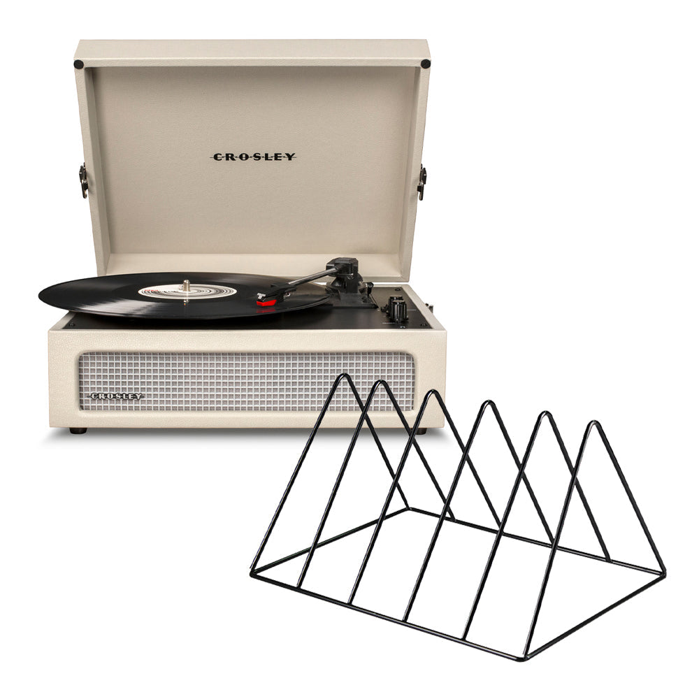 Crosley Voyager Bluetooth Portable Turntable - Dune + Gadhouse Vinyl Rack Bundle - Black-Crosley-Mood