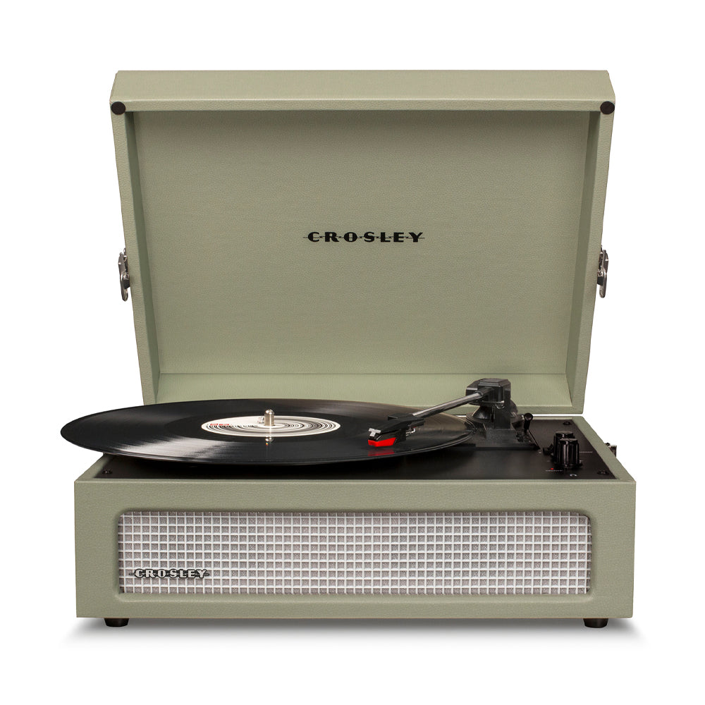 Crosley Voyager Bluetooth Portable Turntable - Sage + Gadhouse Vinyl Rack Bundle - Black-Crosley-Mood