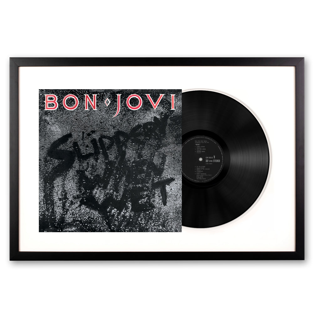Framed Bon Jovi Slippery When Wet Vinyl Album Art-Vinyl Art-Mood