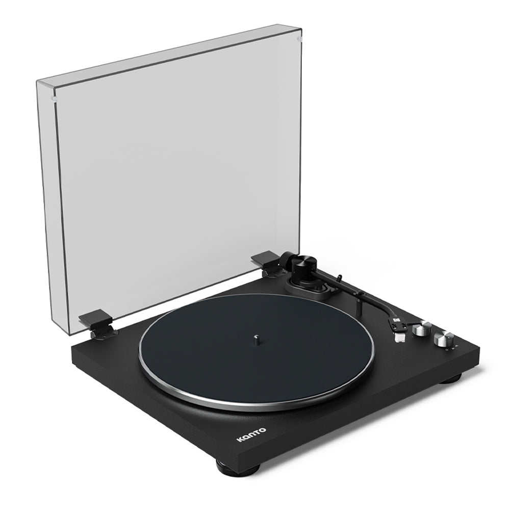 Kanto OBI3 Turntable - Matte Black with Kanto ORA 100W Powered Speakers - Black Bundle-Kanto-Mood