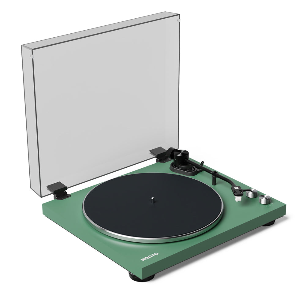 Kanto OBI3 Turntable - Matte Green with Kanto ORA 100W Powered Speakers - Black Bundle-Kanto-Mood