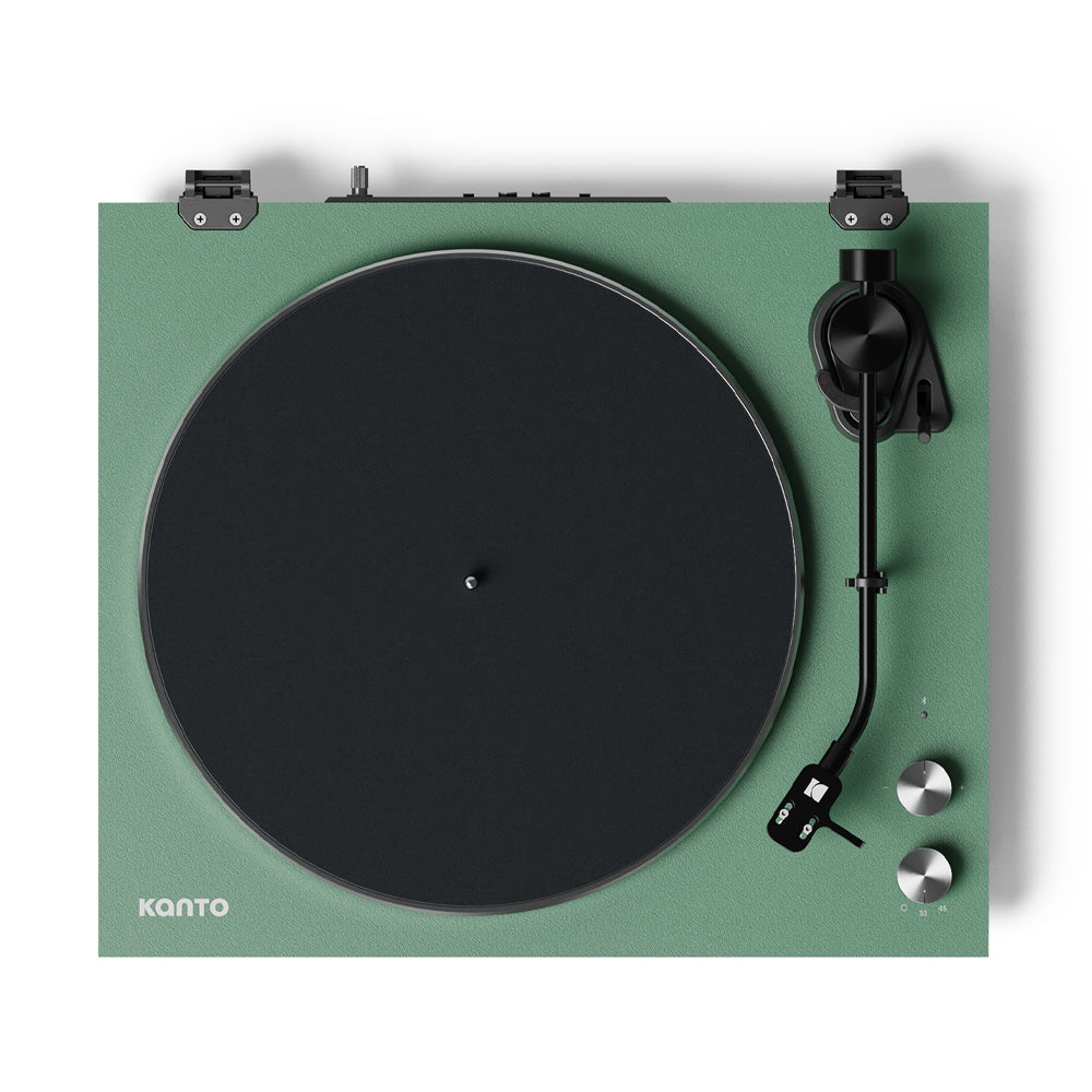 Kanto OBI3 Turntable - Matte Green with Kanto ORA 100W Powered Speakers - Black Bundle-Kanto-Mood