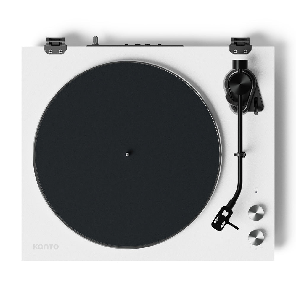 Kanto OBI3 Turntable - Matte White with Kanto ORA 100W Powered Speakers - White Bundle-Kanto-Mood