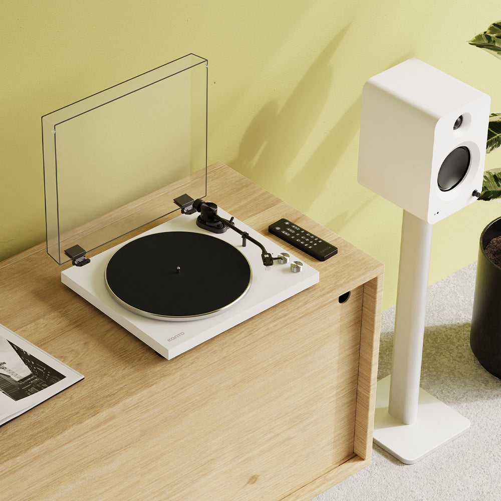Kanto OBI3 Turntable with Bluetooth 5.3, Preamp, and Pitch Control - Matte White-Kanto-Mood