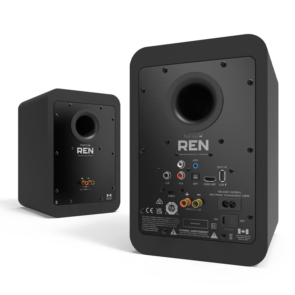 Kanto REN 200W Powered Bookshelf Speakers with HDMI ARC, USB-C, and Bluetooth 5.3 - Matte Black, Pair-Kanto-Mood