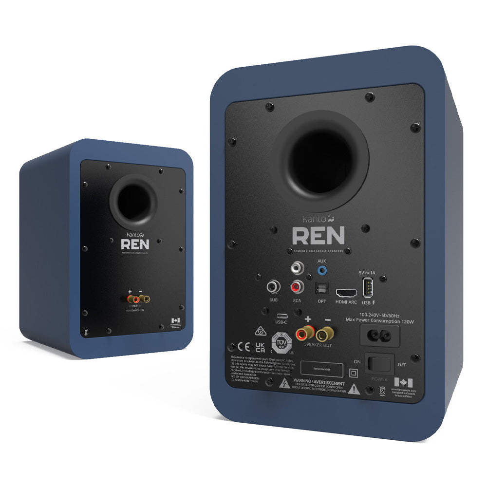Kanto REN 200W Powered Bookshelf Speakers with HDMI ARC, USB-C, and Bluetooth 5.3 - Matte Blue, Pair-Kanto-Mood