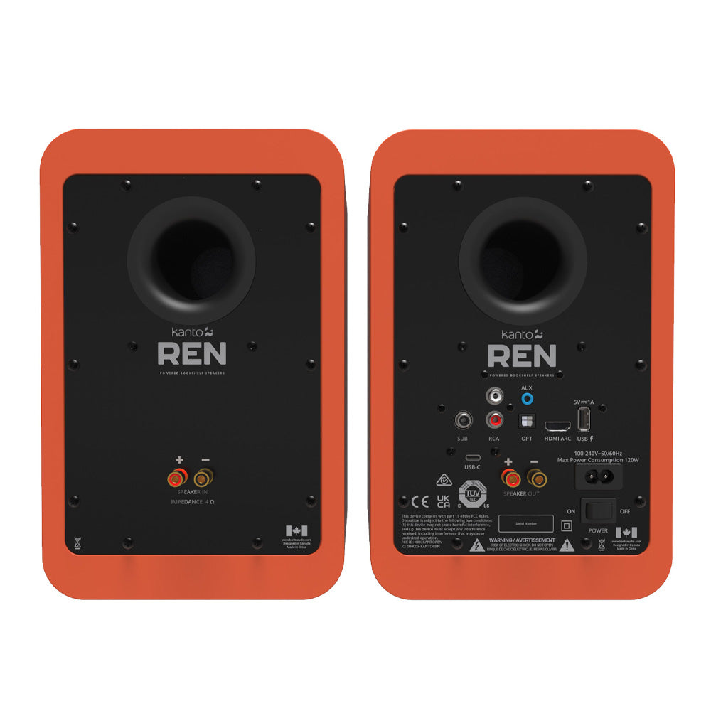 Kanto REN 200W Powered Bookshelf Speakers with HDMI ARC, USB-C, and Bluetooth 5.3 - Matte Orange, Pair-Kanto-Mood