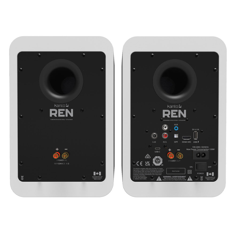Kanto REN 200W Powered Bookshelf Speakers with HDMI ARC, USB-C, and Bluetooth 5.3 - Matte White, Pair-Kanto-Mood