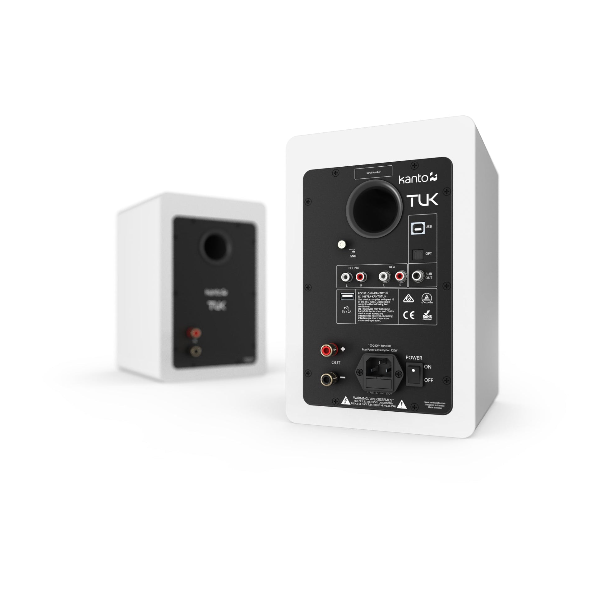 Kanto TUK 260W Powered Bookshelf Speakers with Headphone Out, USB Input, Dedicated Phono Pre-amp, Bluetooth - Pair, Matte White-Kanto-Mood