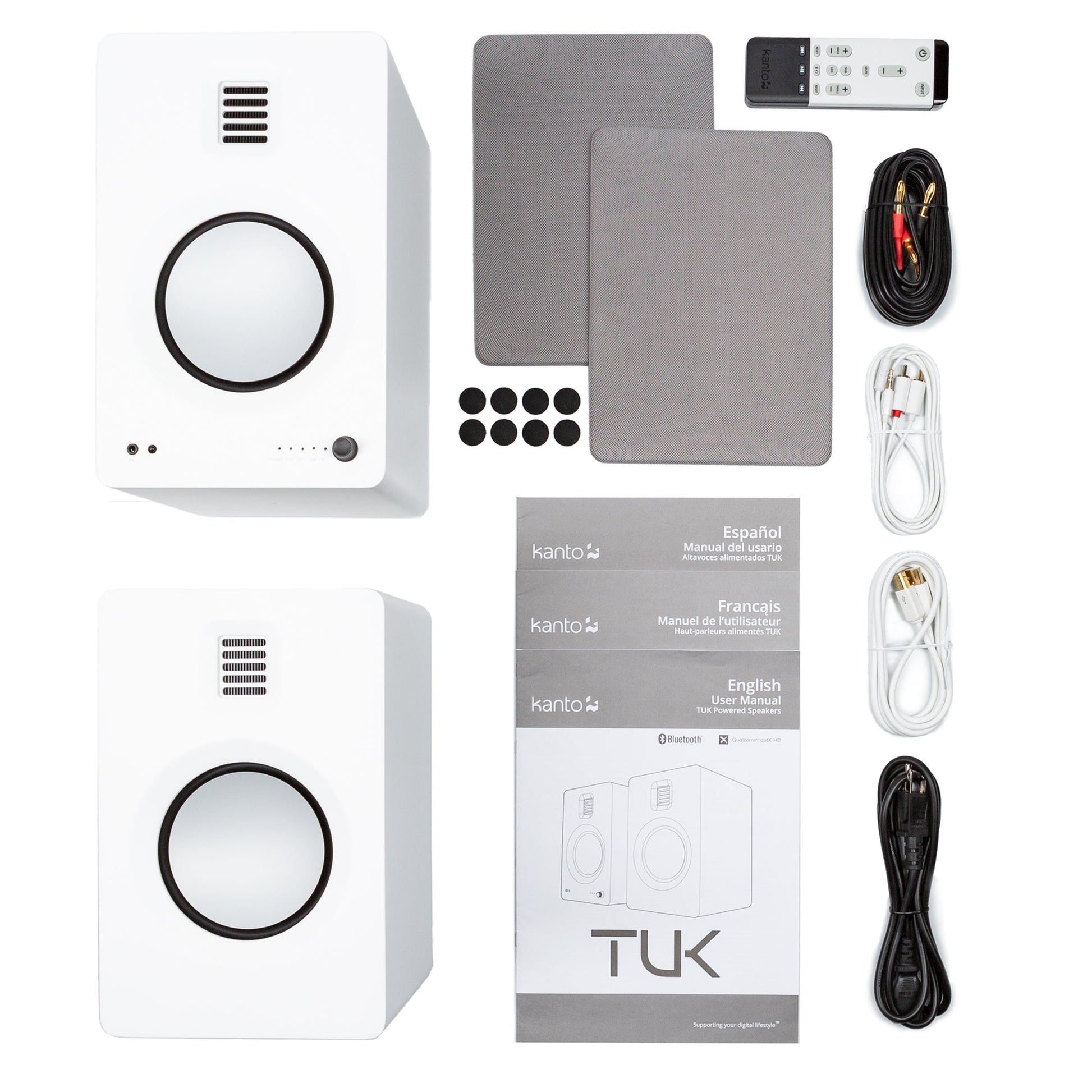 Kanto TUK 260W Powered Bookshelf Speakers with Headphone Out, USB Input, Dedicated Phono Pre-amp, Bluetooth - Pair, Matte White-Kanto-Mood