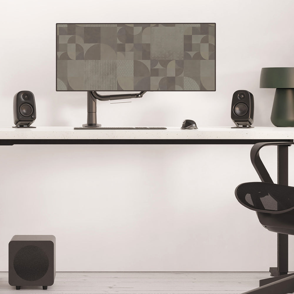 Kanto UKI 100W Desktop Speakers with Bluetooth, USB-C, Headphone out, Chalk (Matte White), Pair-Kanto-Mood