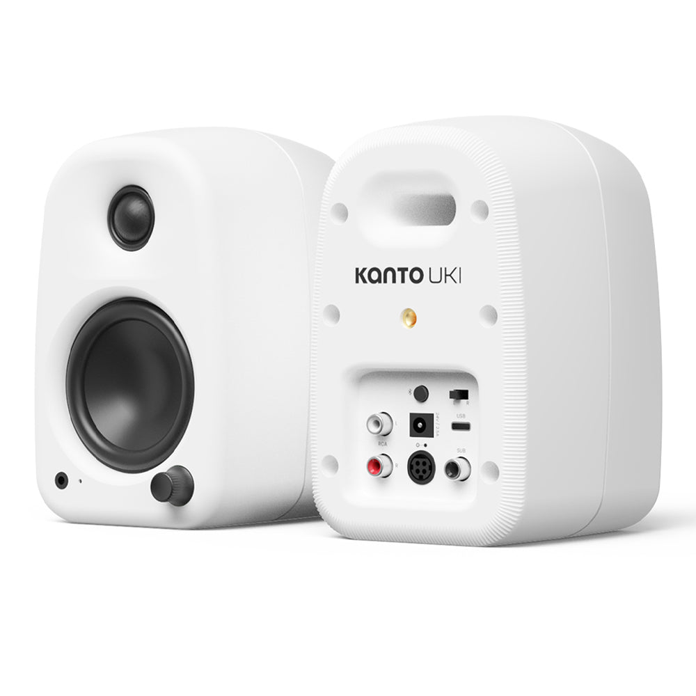 Kanto UKI 100W Desktop Speakers with Bluetooth, USB-C, Headphone out, Chalk (Matte White), Pair-Kanto-Mood