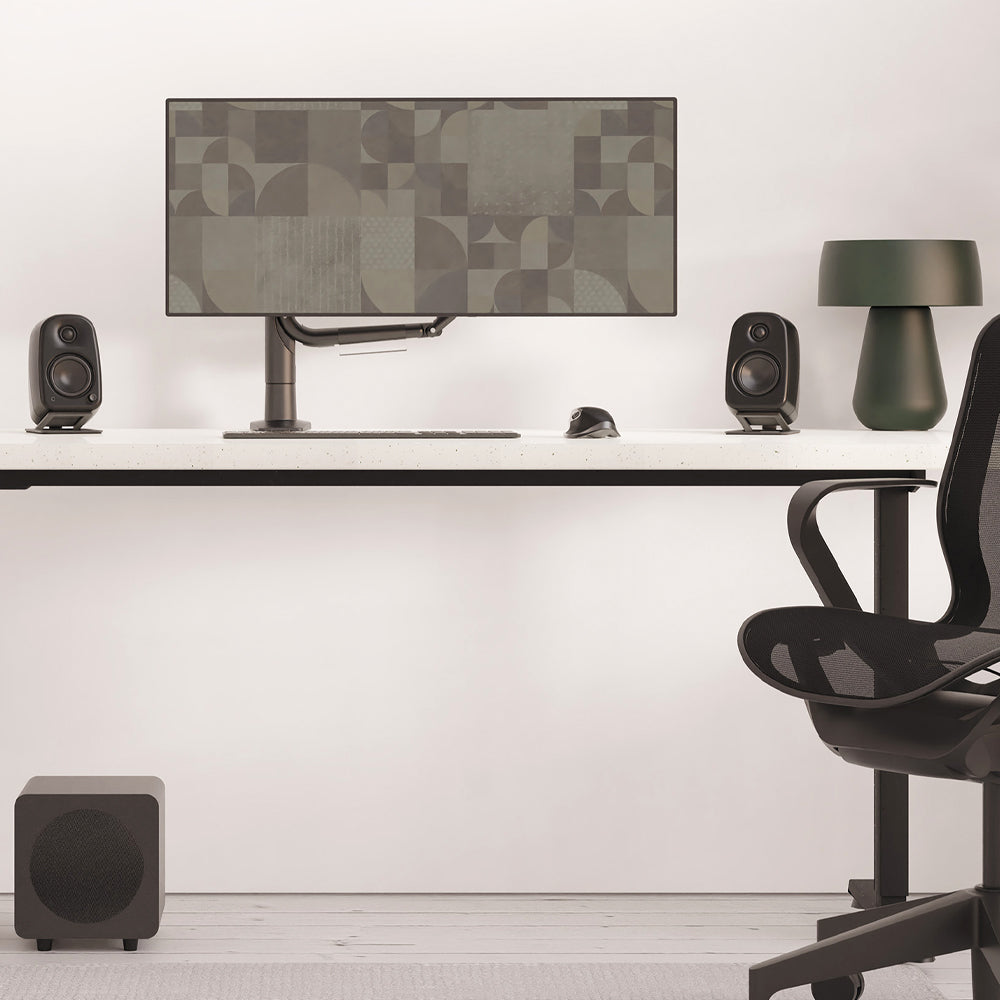 Kanto UKI 100W Desktop Speakers with Bluetooth, USB-C, Headphone out, Onyx (Matte Black), Pair-Kanto-Mood