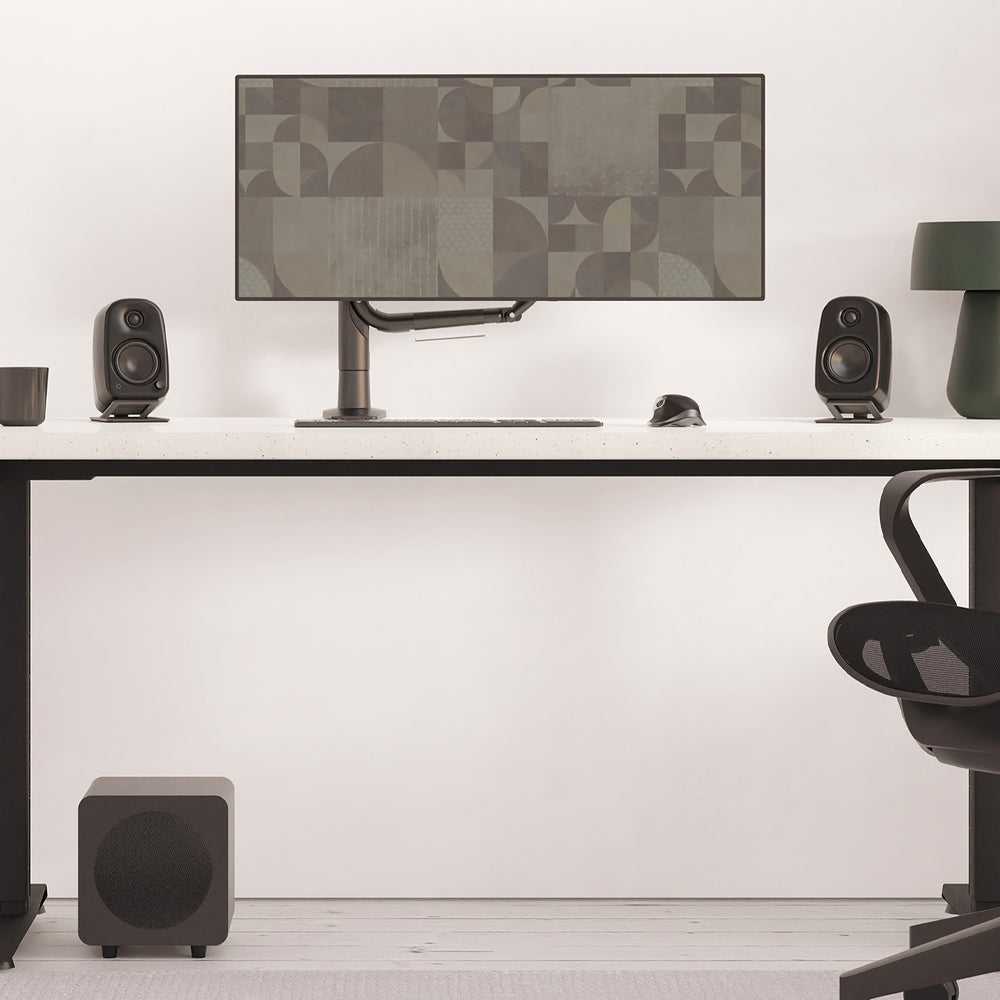 Kanto UKI 100W Desktop Speakers with Bluetooth, USB-C, Headphone out, Pumice (Speckled Brown), Pair-Kanto-Mood