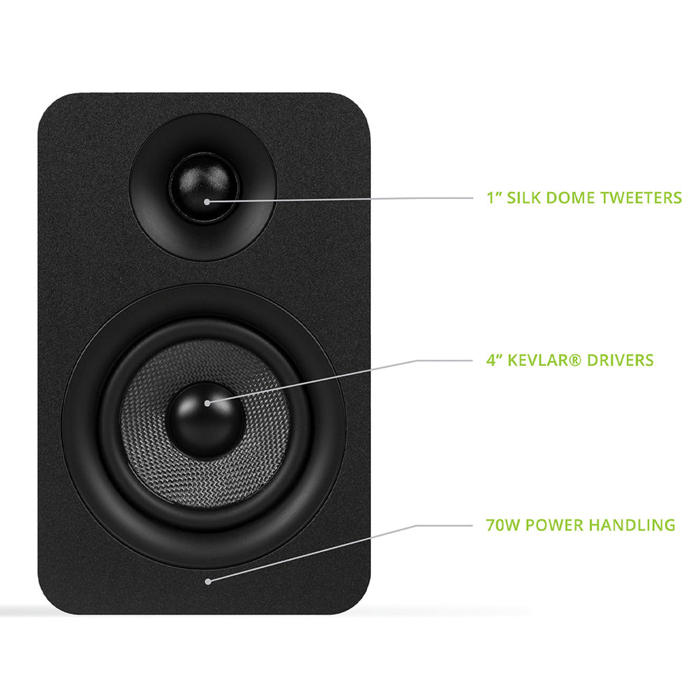 Kanto YU Passive 4" Speakers with 1" Silk Dome Tweeter and 4" Kevlar Woofer - Black, Pair-Kanto-Mood