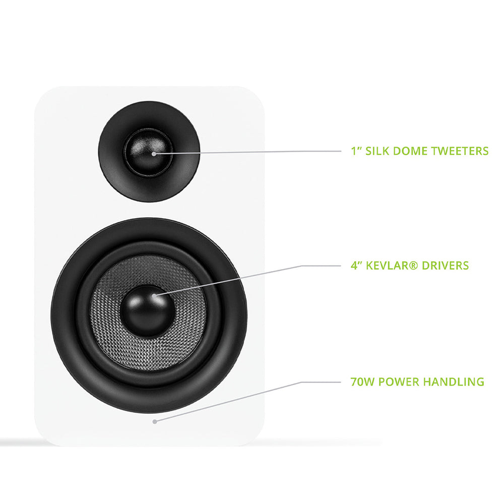 Kanto YU Passive 4" Speakers with 1" Silk Dome Tweeter and 4" Kevlar Woofer - White, Pair-Kanto-Mood