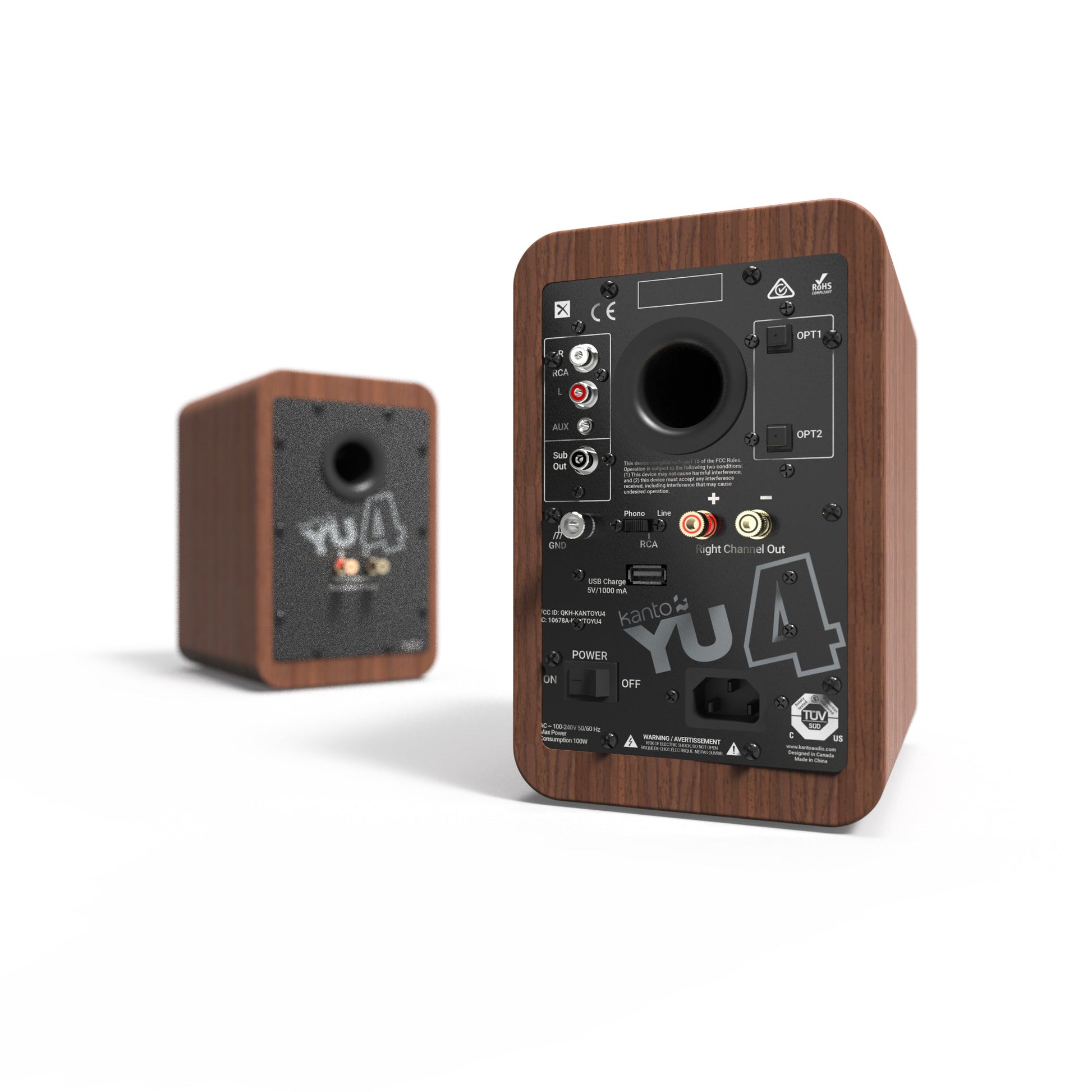 Kanto YU4 140W Powered Bookshelf Speakers with Bluetooth and Phono Preamp - Pair, Walnut-Kanto-Mood