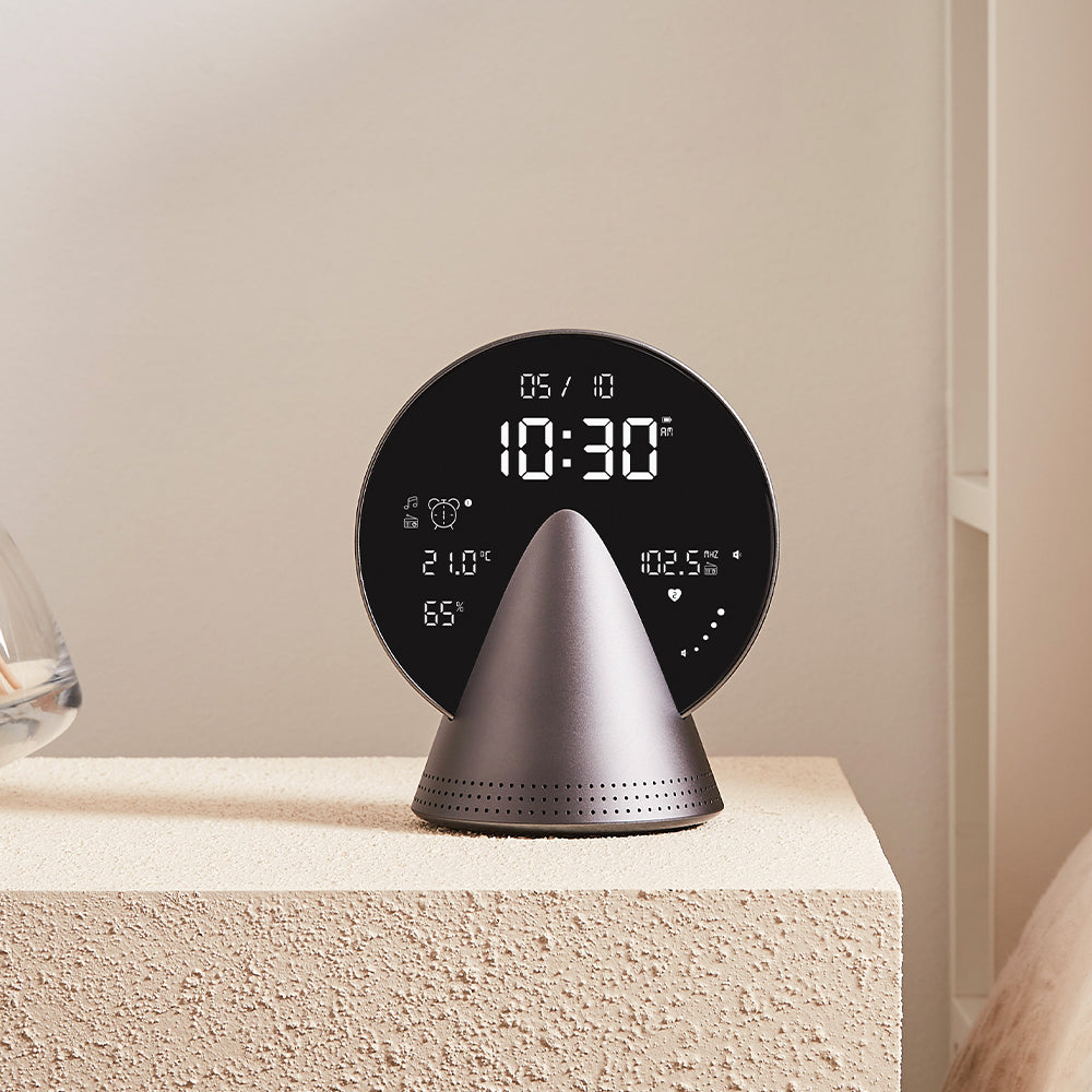 Lexon Conic Radio Alarm Clock With Fm & Built-In Bluetooth Speaker - Grey-Lexon-Mood