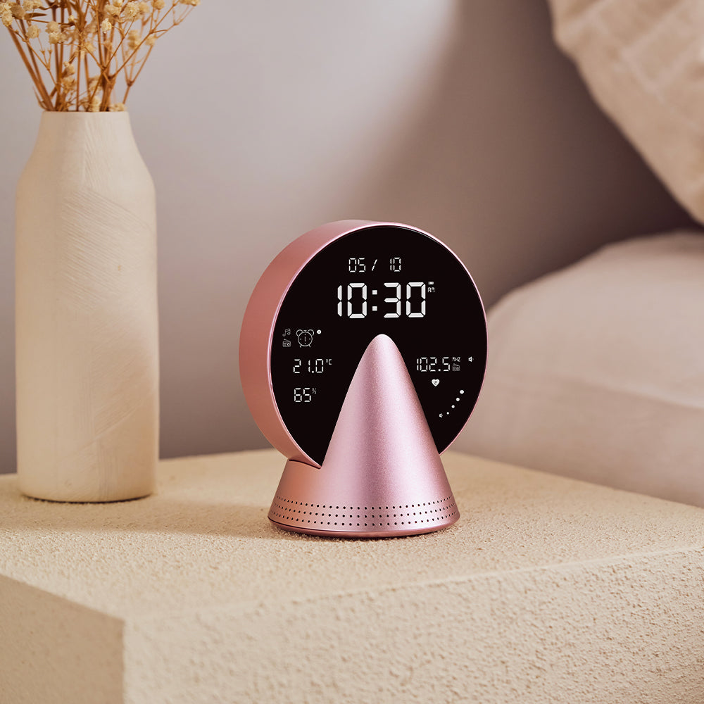 Lexon Conic Radio Alarm Clock With Fm & Built-In Bluetooth Speaker - Pink-Lexon-Mood