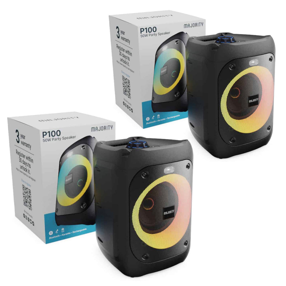 Majority PS100 - Bundled Party Speaker 40w Bluetooth Karaoke-DJ-Party-PA System - Black-Majority-Mood