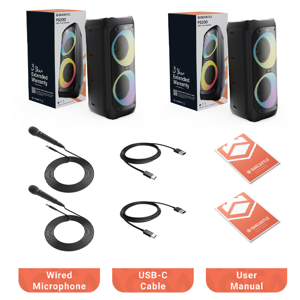 Majority PS200 -Bundled Party Speaker 100w Bluetooth Karaoke-DJ-Party-PA System - Black-Majority-Mood