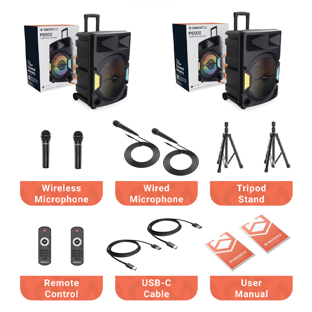 Majority PS500 - Bundled PA System 150w Bluetooth Karaoke-DJ-Party-PA System - Black-Majority-Mood