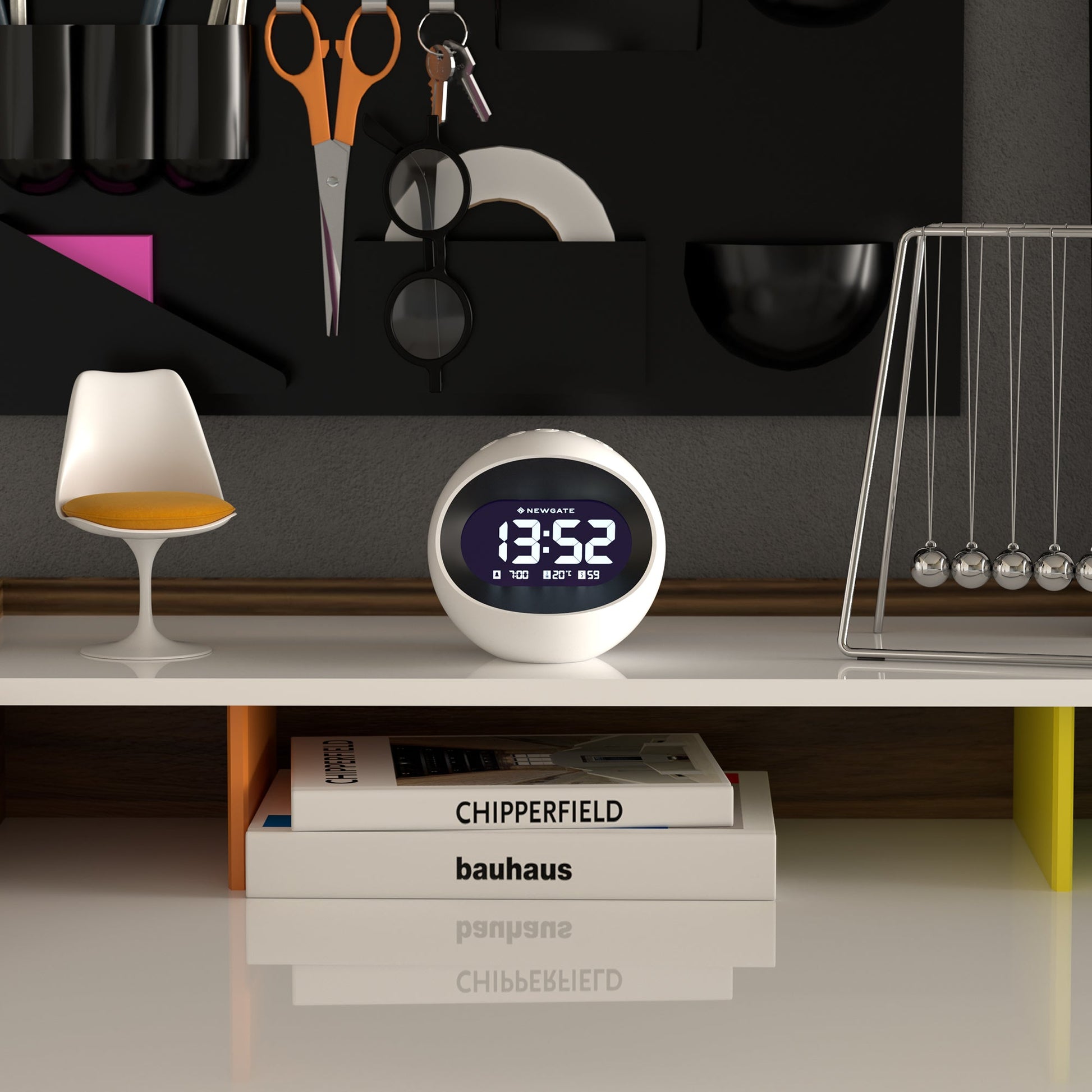 Newgate Centre Of The Earth Lcd Alarm Clock White-Newgate-Mood