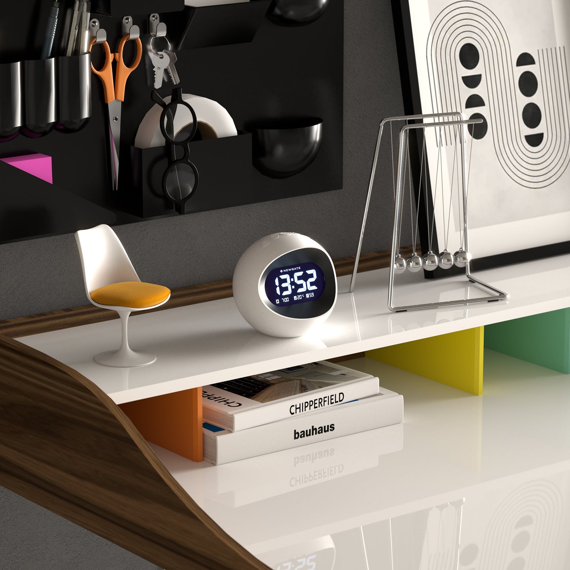 Newgate Centre Of The Earth Lcd Alarm Clock White-Newgate-Mood
