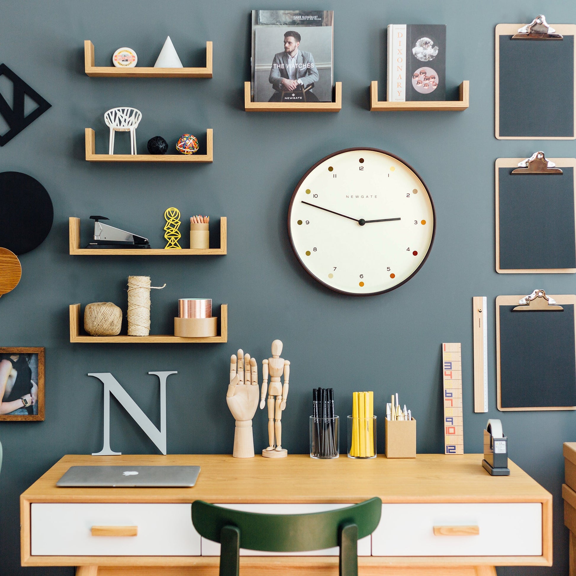 Newgate Mr Clarke Clock Dark Wood Dot Dial 40-Newgate-Mood