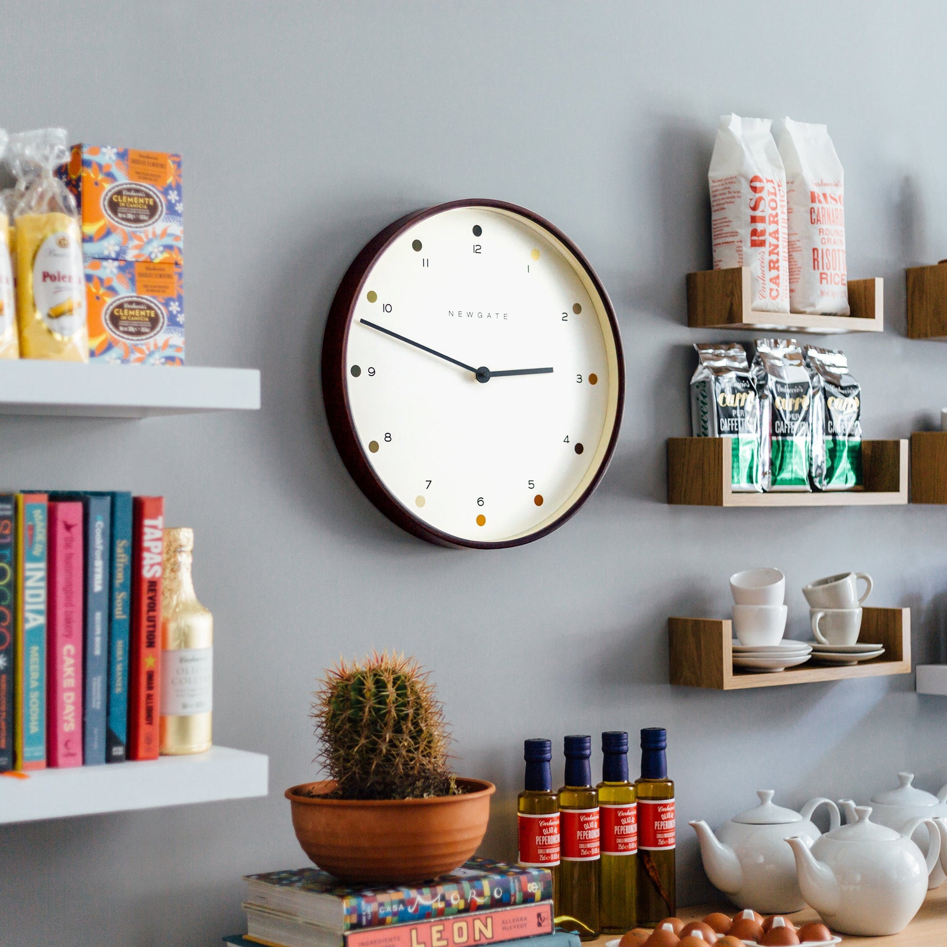 Newgate Mr Clarke Clock Dark Wood Dot Dial 40-Newgate-Mood