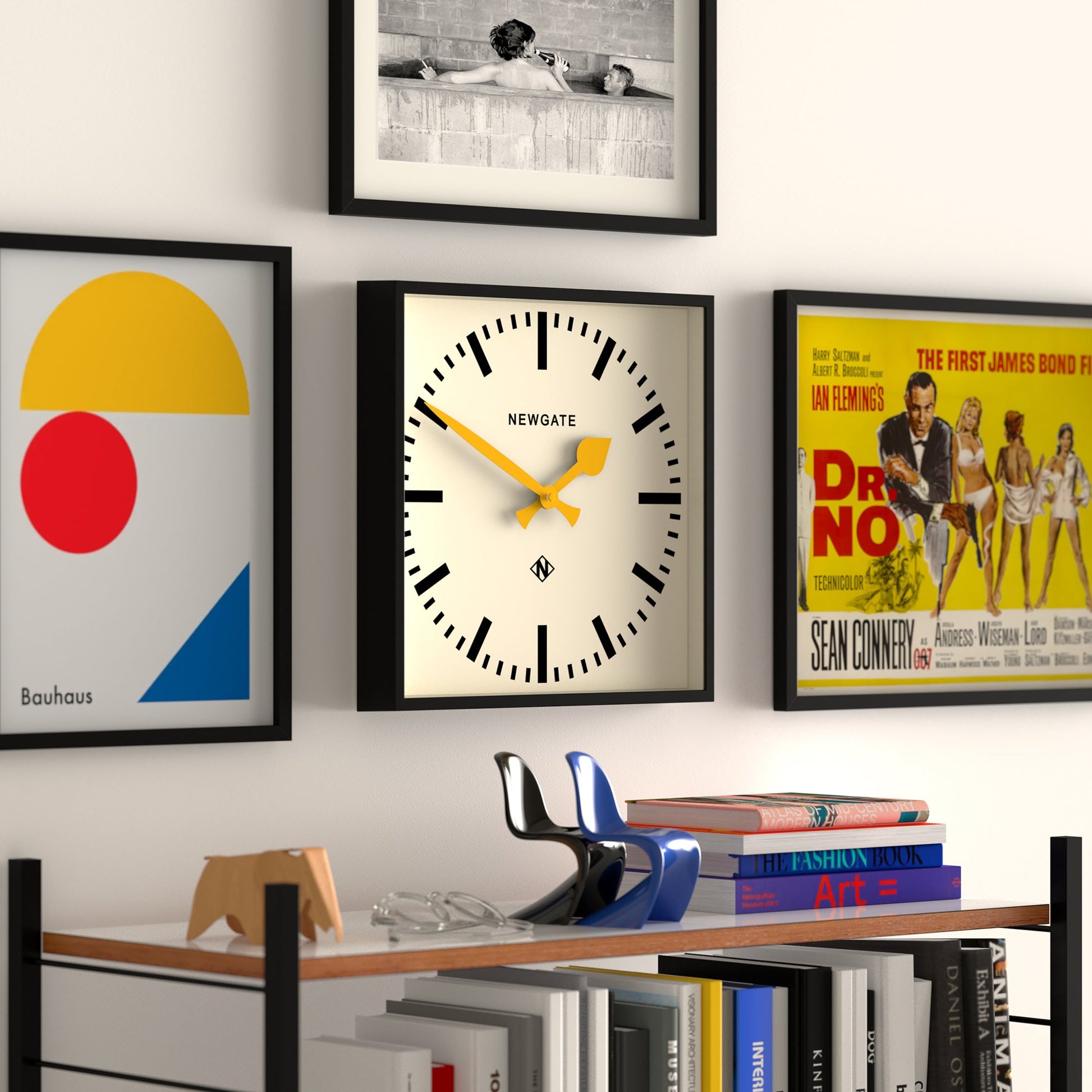 Newgate Number Five Wall Clock Black Yellow Hands-Newgate-Mood