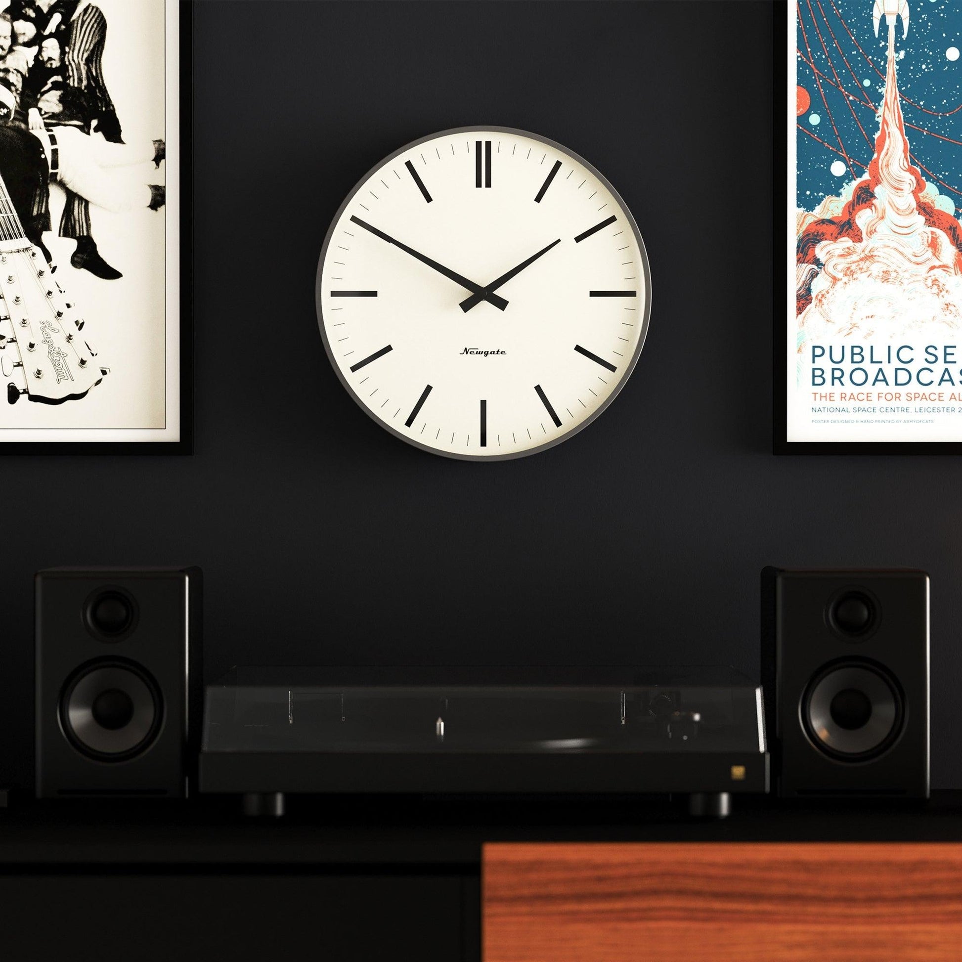 Newgate Radio City Wall Clock Bold Black Marker Dial - Matte Blizzard Grey*-Newgate-Mood