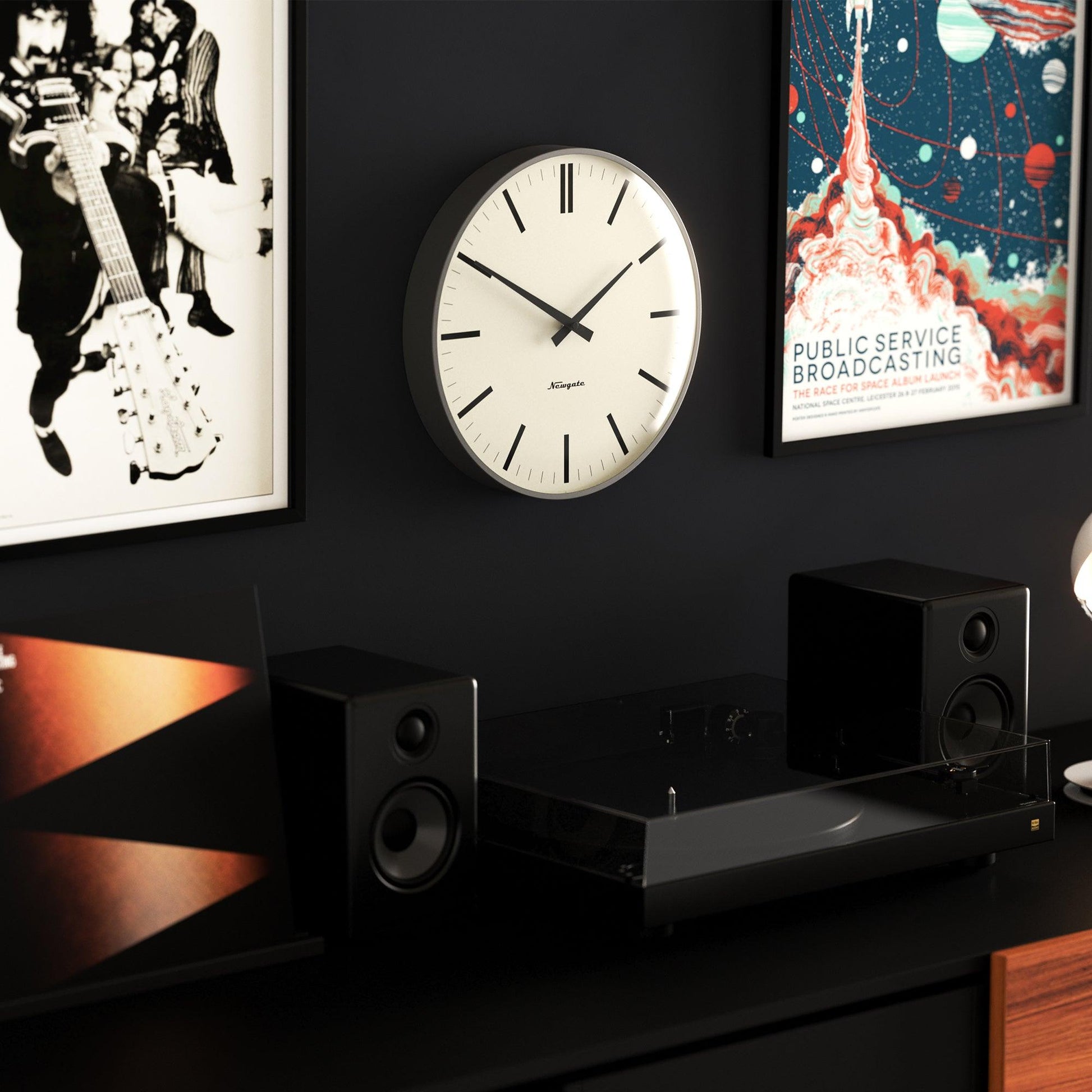 Newgate Radio City Wall Clock Bold Black Marker Dial - Matte Blizzard Grey*-Newgate-Mood
