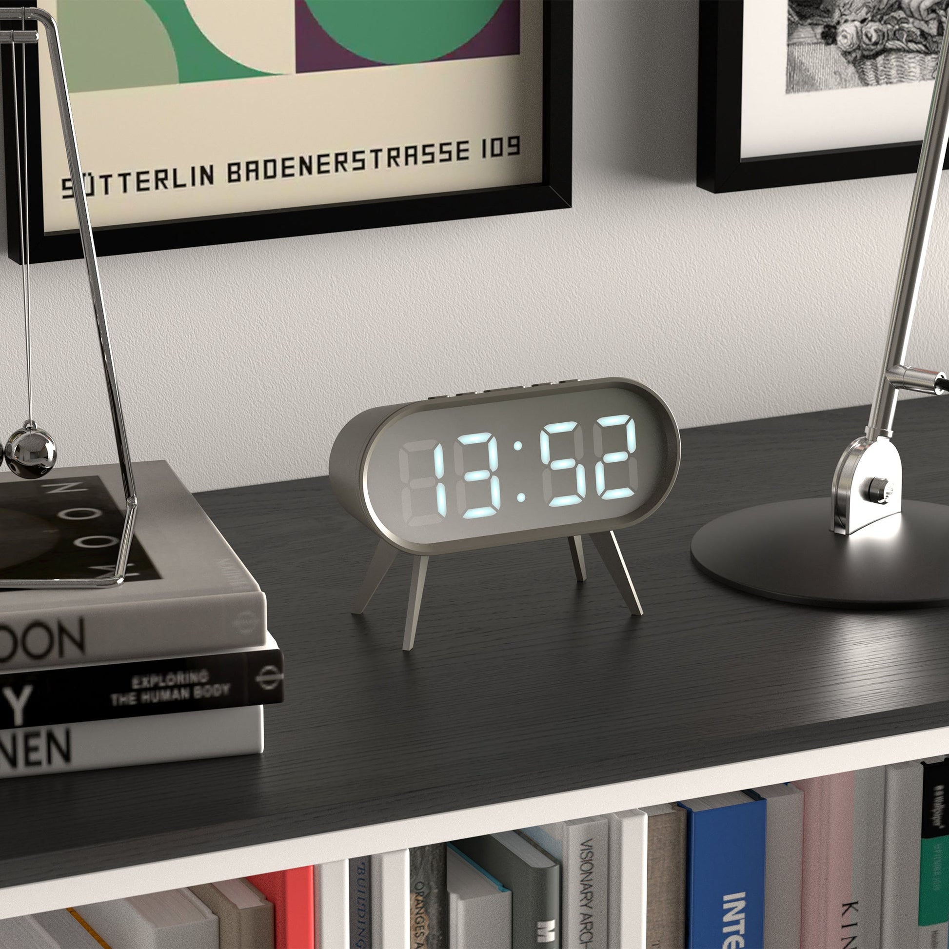 Newgate Space Hotel Cyborg Led Alarm Clock Grey-Newgate-Mood