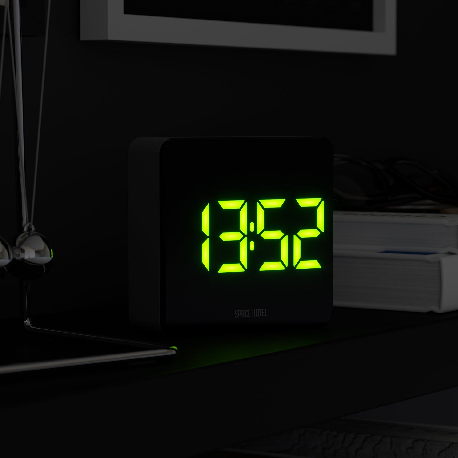Newgate Space Hotel Orbatron Alarm Clock Black Case - Black Lens - Green Led-Newgate-Mood