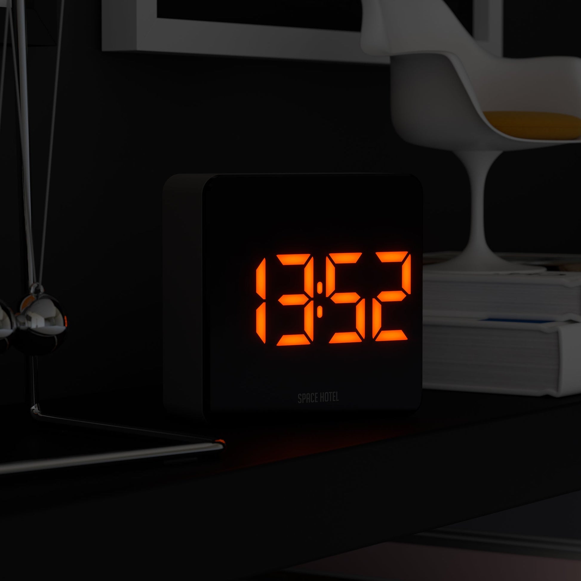 Newgate Space Hotel Orbatron Alarm Clock Black Case - Black Lens - Orange Led-Newgate-Mood